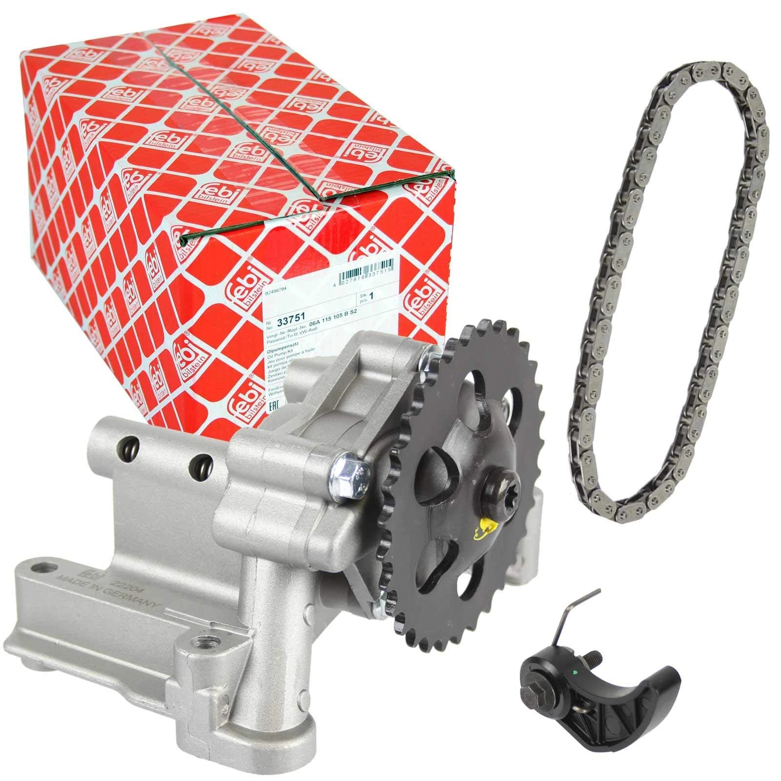 febi bilstein 33751 Oil Pump Kit with chain tensioner for oil pump and chain, pack of one