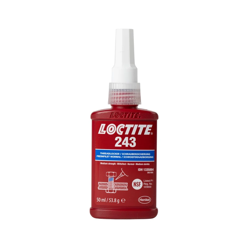 LOCTITE 243, Universal adhesive for Securing Screws, Medium-Strength thread lock for Metal Threads, liquid adhesive for Use on Pumps, Gearboxes and More, 1x50ml - Image 1