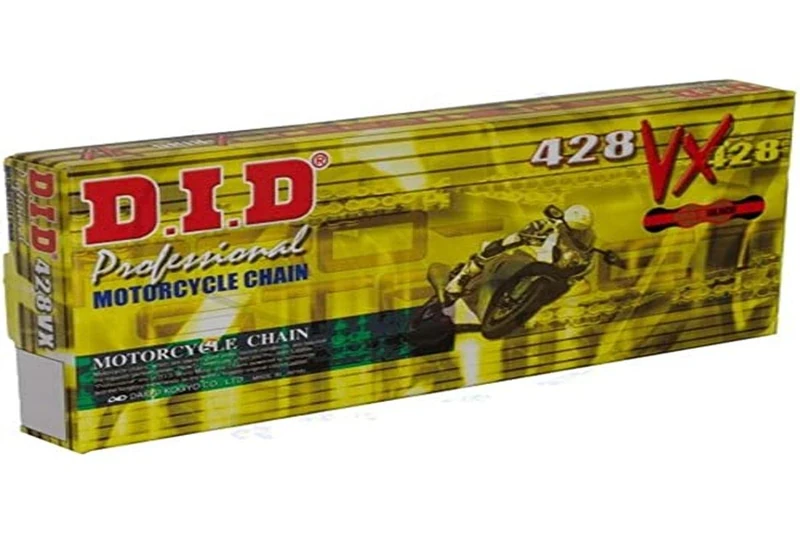 DID Chain 428 VX, 128 Links (X-Ring Gold), Open with Clip Lock