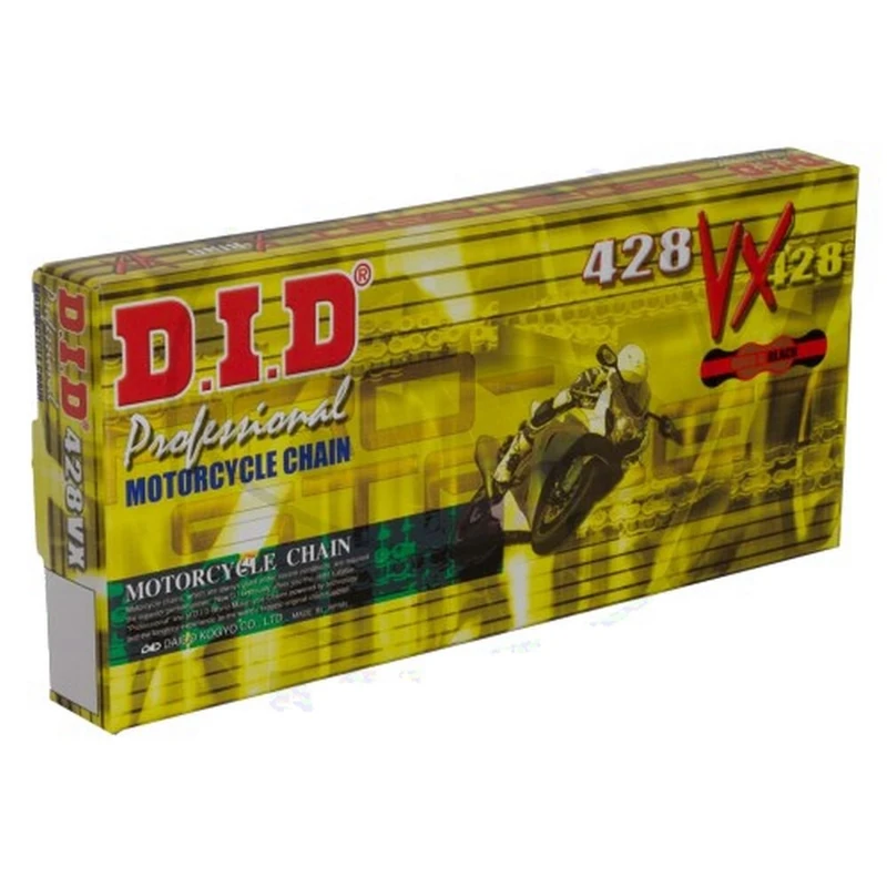 DID Chain 428 VX, 140 Links (X-Ring Gold), Open with Clip Lock