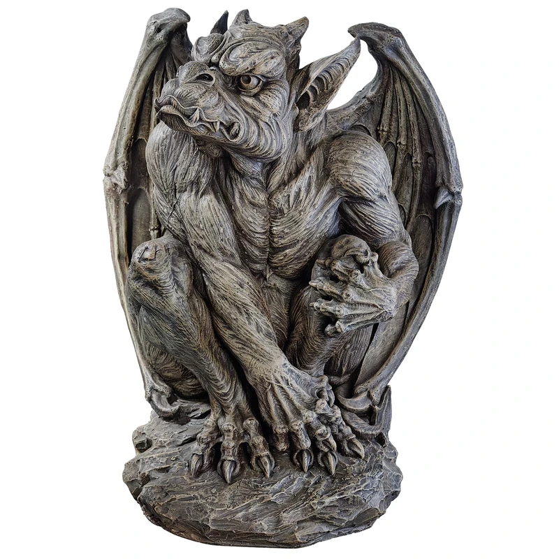 Design Toscano Silas the Sentry Gargoyle Gothic Decor Statue, 61 cm, Polyresin, Greystone, Dark Grey