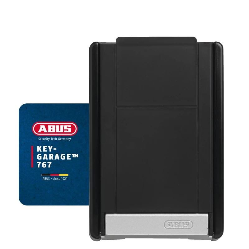 ABUS KeyGarage 767 - Key Box with Bracket for Wall mounting - Key Safe for up to 20 Keys or Small valuables - with Key Code - Black-Silver