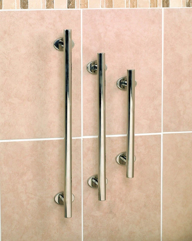 Homecraft Grab Rails with Polished Stainless Steel, Safety Support Grab Bar for Bathroom and Around the Home, Mobility Aid for Elderly, Disabled, and Handicapped, Curved, 305 mm