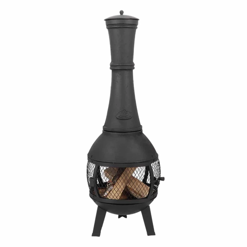 Esschert FF108 121 x 42 x 42cm Cast-Iron Terrace Heater with Mesh Around - Black - Image 1