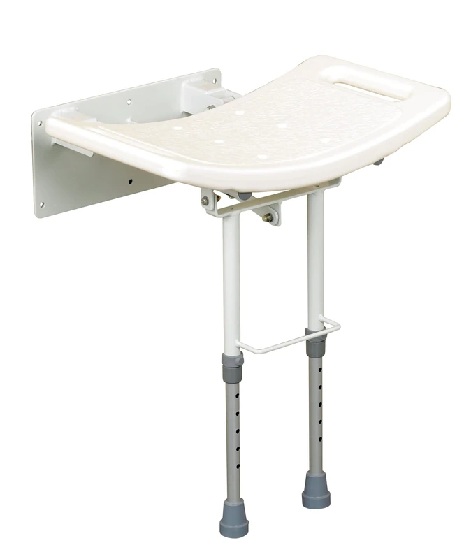 Days Wall Mounted Shower Seat with Legs, Aluminium Shower Chair, Contoured Seat with Height Adjustable Legs, Built in Handles for Security, Folds Against Wall (Eligible for VAT relief in the UK)