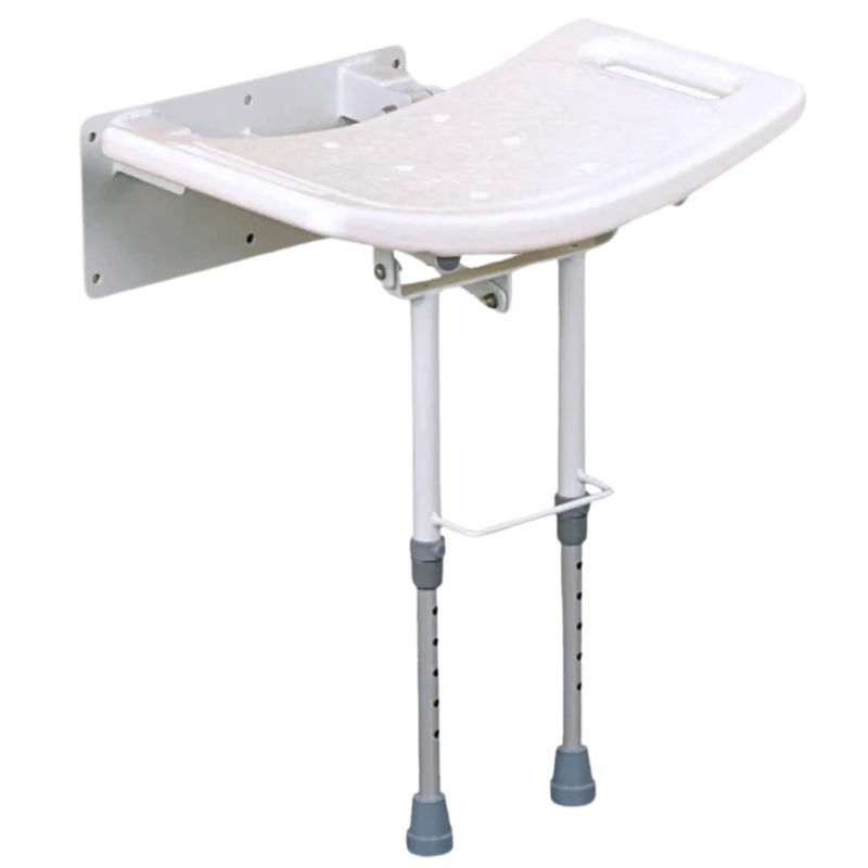 Homecraft Wall-Mounted Steel Shower Chair, Folding Shower Seat with Rubber Feet, Bath Stool for Bathing, Elderly, Disabled, and Limited Mobility, Shower Chair with Handles, 352 lbs Weight Capacity