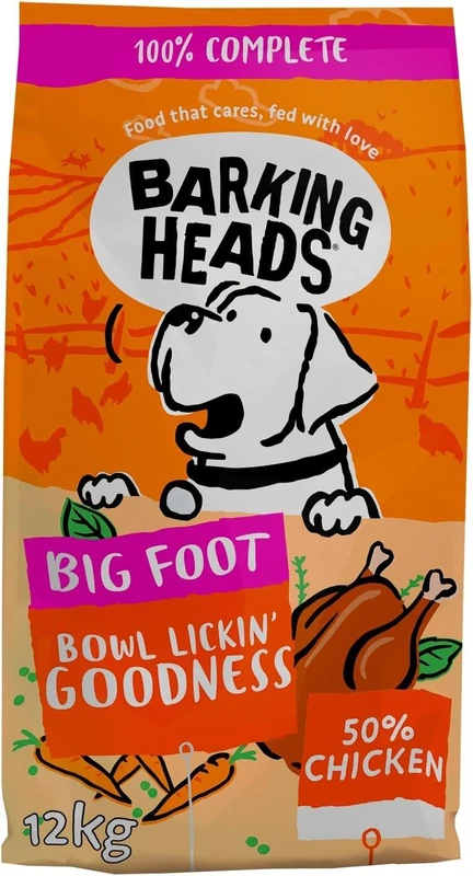 Barking Heads Complete Dry Dog Food 12kg - Adult Big Foot (Large Breed) Bowl Lickin' Goodness Chicken - Natural Everyday Immunity & Vitality - Vet Approved