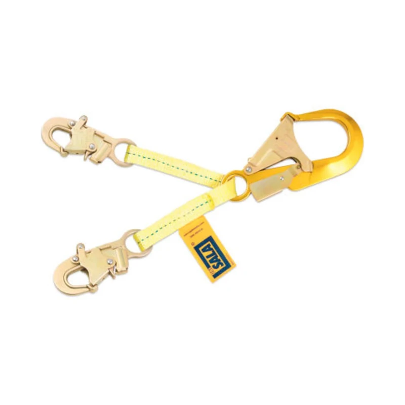 DBI-SALA 1231380 Web Rebar Positioning Lanyard, 18-Inch With Aluminum Rebar Hook At Center, Snap Hooks At Leg Ends, Yellow/Gold by Capital Safety - Image 1