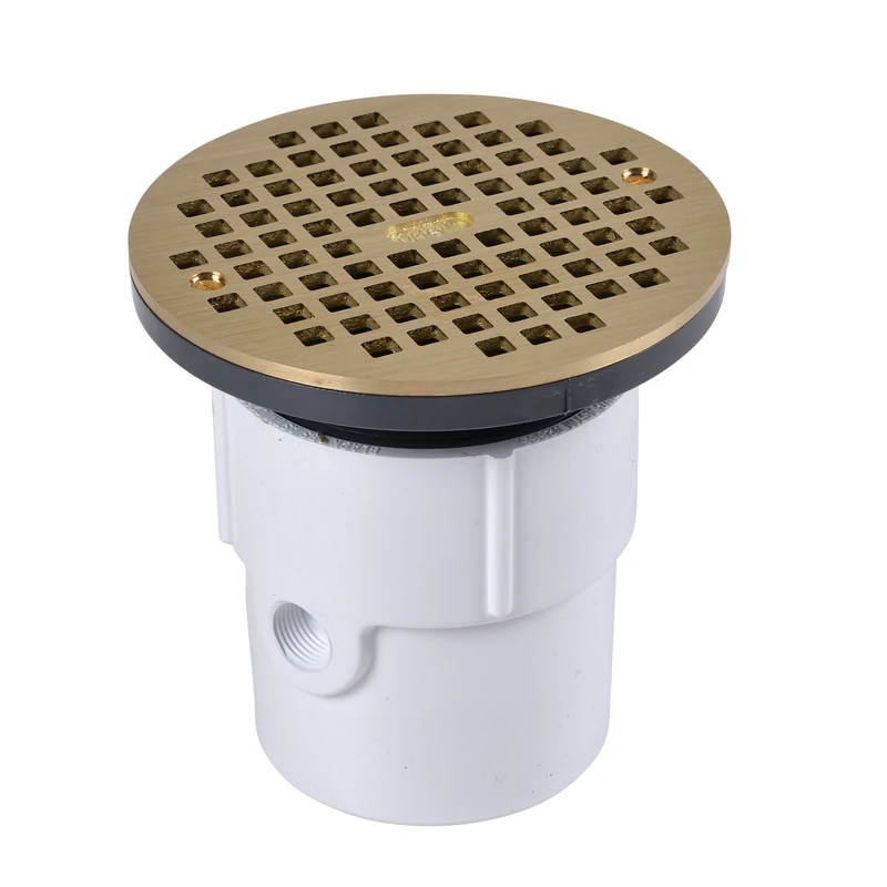 Oatey 72127 3" or 4" PVC General Purpose Drain w/ 6" BR Grate, Strainer Material Brass