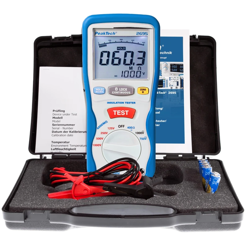 PeakTech 2695, Digital Insulation Meter, 3 1/2 Digit, 125/250/500/1000 V 4000 M & # X2126;
