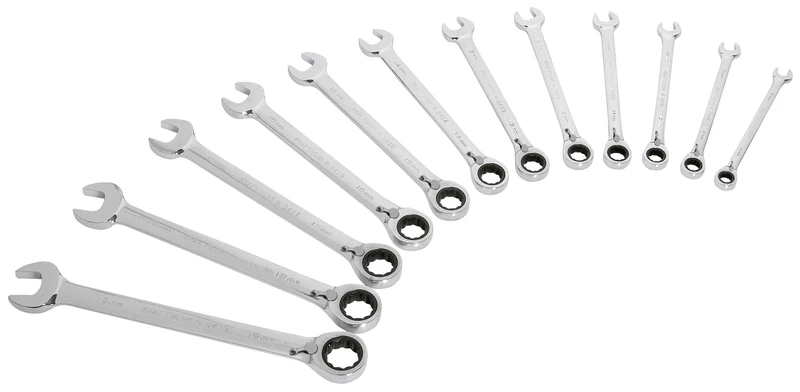Kraftwerk 3404 54 Click Wheel Power Reversible Ratchet Spanner Wrench Set 8 – 19 mm, 12 Pieces in Case