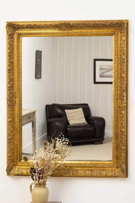 Mirror Large Gold Ornate Antique Design Big Wall 4ft2x3ft4 (127cmx102cm), 127x102
