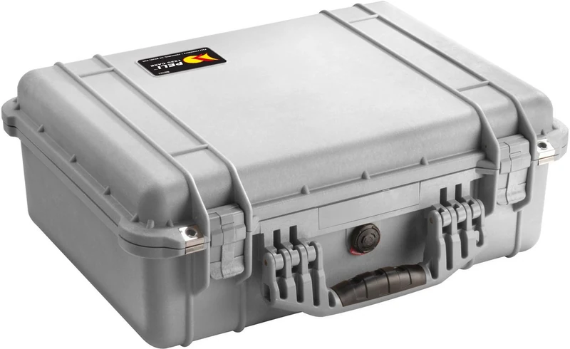 PELI 1520 Rugged Shockproof Case, IP67 Watertight and Dustproof, 49L Capacity, Made in Germany, No Foam, Silver