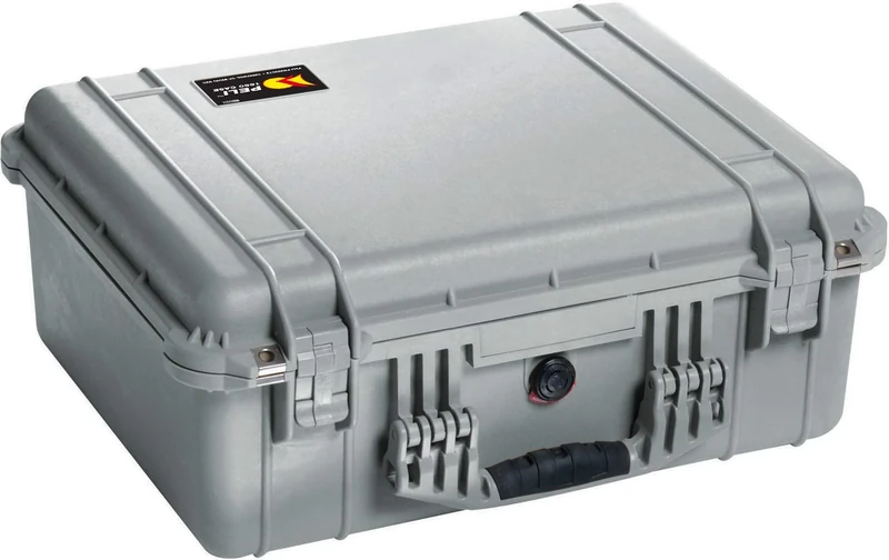 PELI 1550 Protective Impact Resistant Case, IP67 Watertight and Dustproof, 61L Capacity, Made in Germany, No Foam, Silver