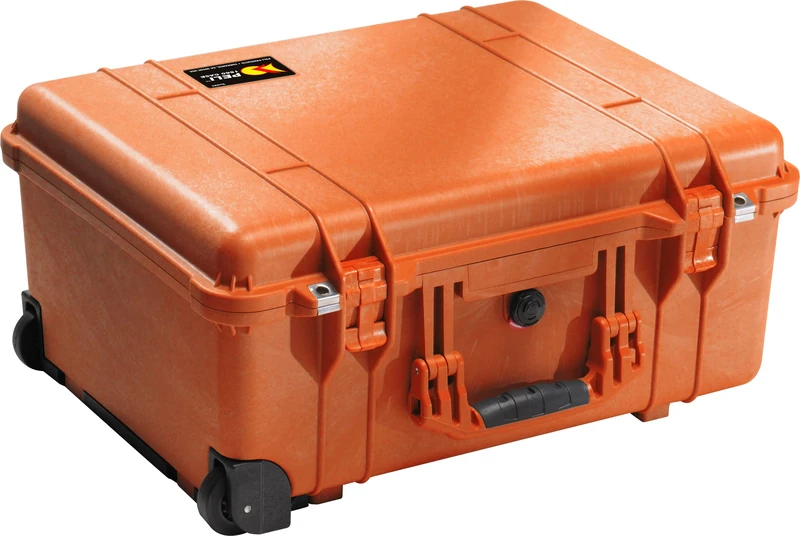 Peli 1560 Large Shockproof Case for Fragile Equipment with Wheels and Telescopic Handle, IP67 Watertight and Dustproof, 44L Capacity, No Foam, Yellow