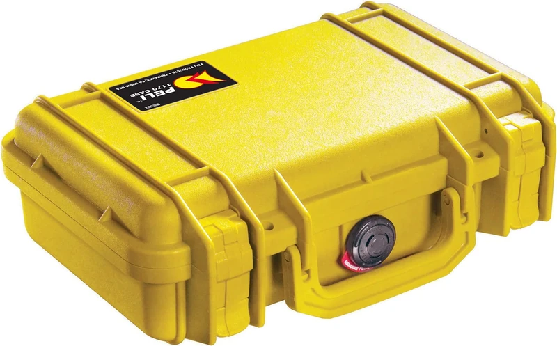 PELI 1170 Protective Waterproof Case for DSLR Cameras, IP67 Rated, 7L Capacity, Made in US, With Customisable Foam Insert, Yellow
