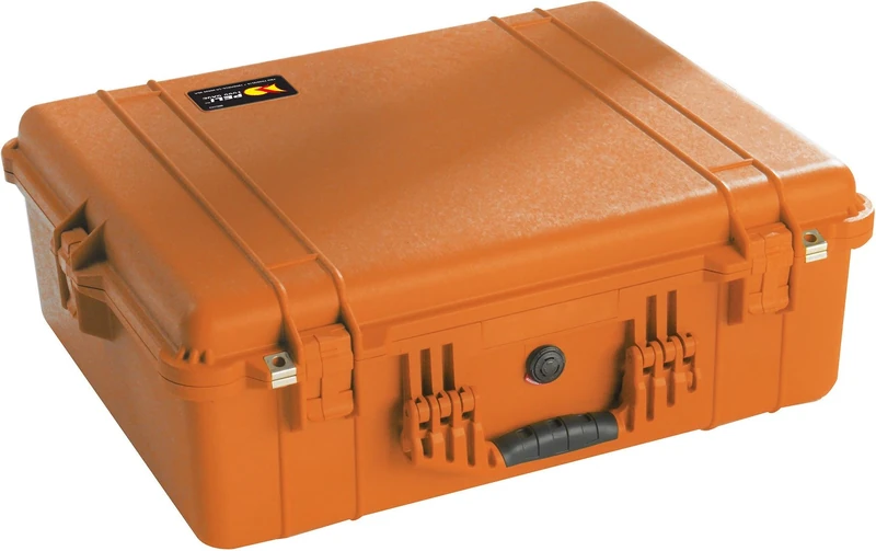 PELI 1600 Shockproof Case for Pro Drones and Cameras, IP67 Watertight and Dustproof, 82L Capacity, Made in Germany, No Foam, Orange