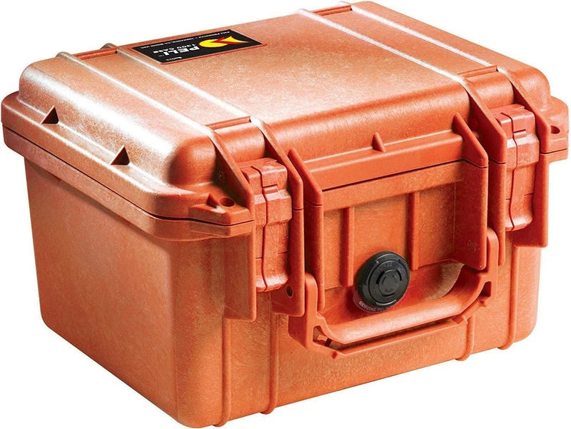 PELI 1300 Protective Shockproof Case, IP67 Watertight and Dustproof, 17L Capacity, Made in US, No Foam, Orange