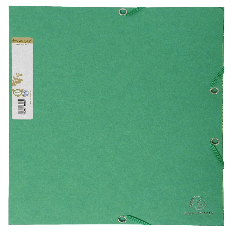 Exacompta - Ref 56983E - Recycled Folder with 3 flaps Recycled card 380gsm - Forever Collection - - A4 - Dark Green exterior / Light Green interior, Pack 25