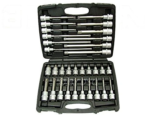 US Pro 32 Piece 1/2" Dr Torx Star Socket Bit Set T20-T70, 55mm to 200mm B1372