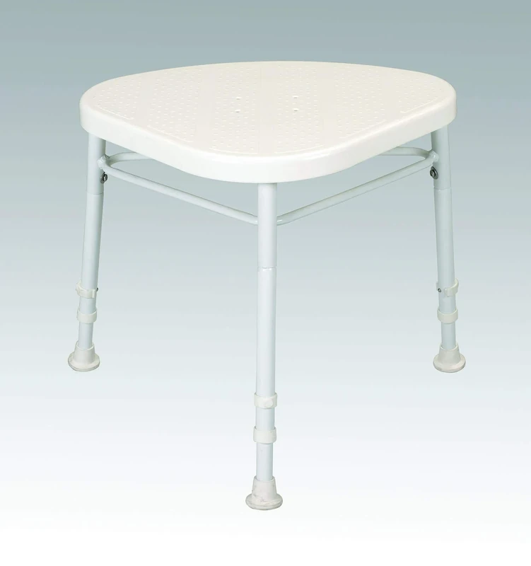 HOMECRAFT 91325463 White Line Aluminium Corner Shower Stool, Shower Chair for Elderly, Handicapped, and Disabled Users, Bath Chair for Stability and Support in the Bathroom, Tripod Seat, Bathroom Aid