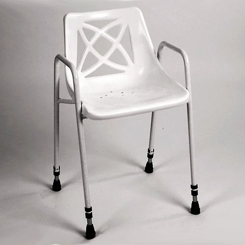 Homecraft Stationary Shower Chair, Height Adjustable (Eligible for VAT relief in the UK) Stool With Back & Armrests, Bathroom Safety Aid, Slip Resistant Feet, Steel Frame - Image 1