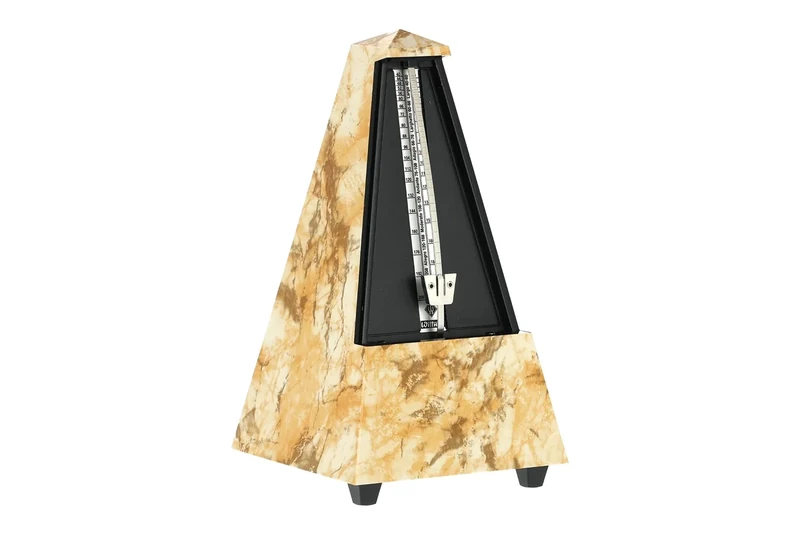 Wittner Taktell Pyramid Metronome in Plastic Housing with Bell Light Brown Marble Effect - Image 1