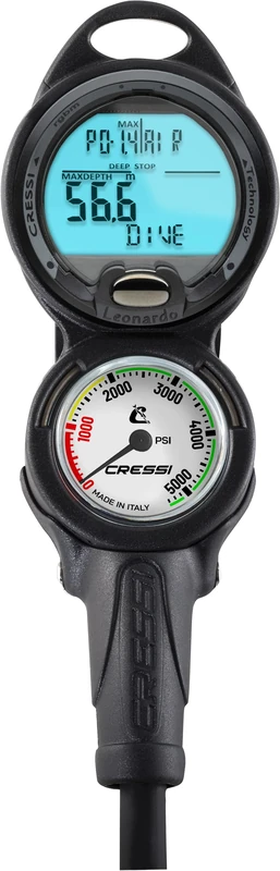 Cressi Leonardo Diving Console - Black, 2 psi