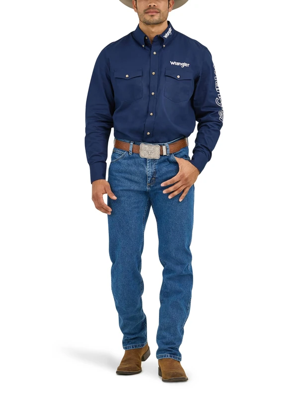 Wrangler Mens Premium Performance Cowboy Cut Regular Fit Jeans, Dark Stone, 30W x 34L