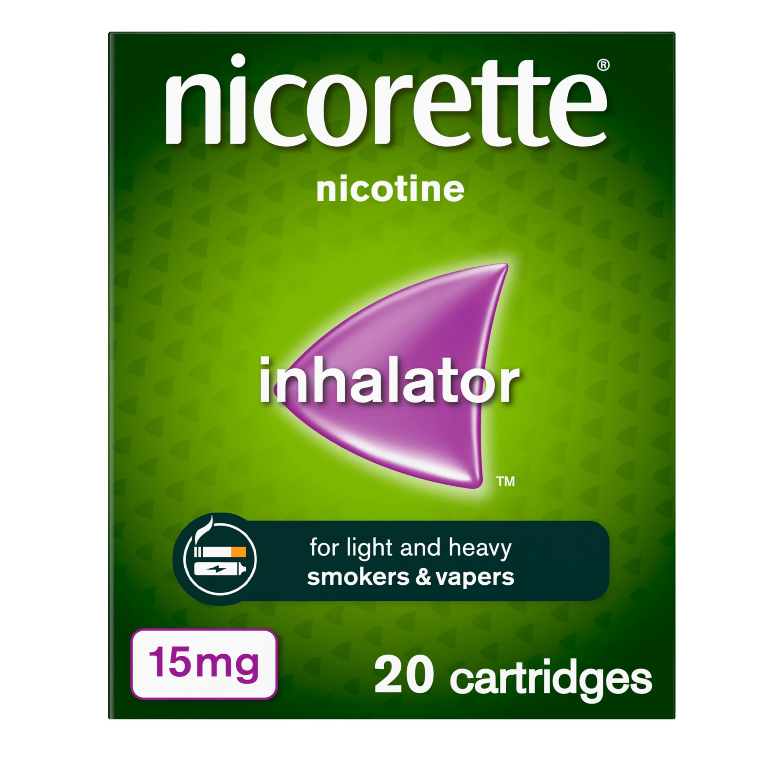 Nicorette 15mg nicotine inhalator. 20 Catridges, Quit Smoking Aid or Vaping Cessation aid. Flexible and convenient stop smoking or stop vaping aid