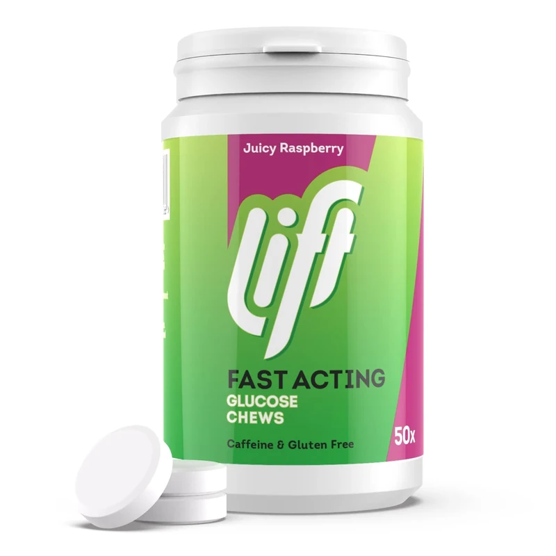 Lift Fast-Acting Glucose Chewable Energy Tablets, Raspberry, 6 Pack of 50-Tablet Tubs