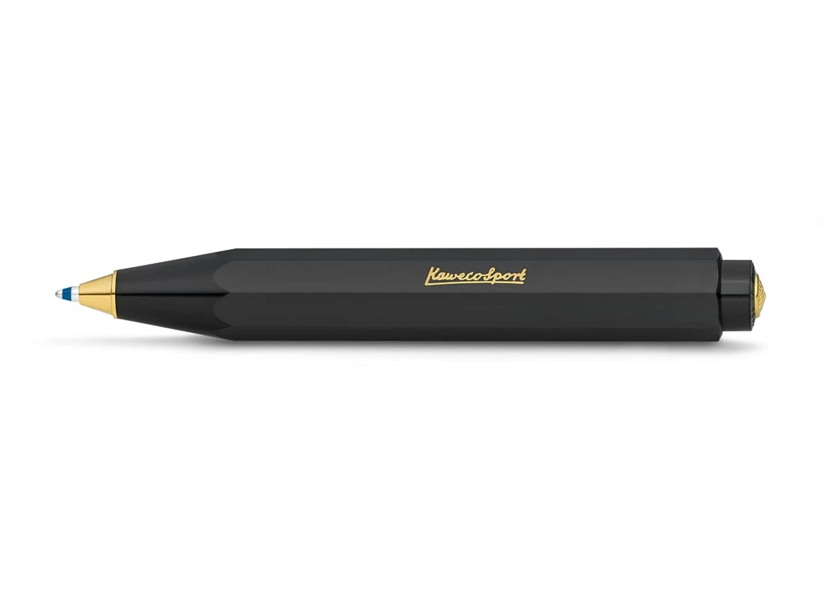 Kaweco CLASSIC SPORT Ball Pen Black I Retractable Ballpoint Pen with Standard D1 Refills I Exclusive Ball Pen 10.5 cm