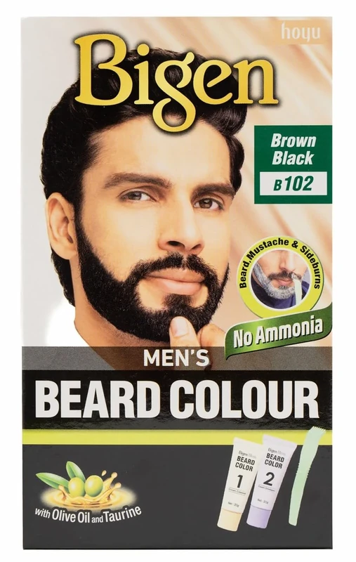Bigen Men's Beard Colour | No Ammonia Formula with Aloe Extract & Olive Oil - 102 Brown Black