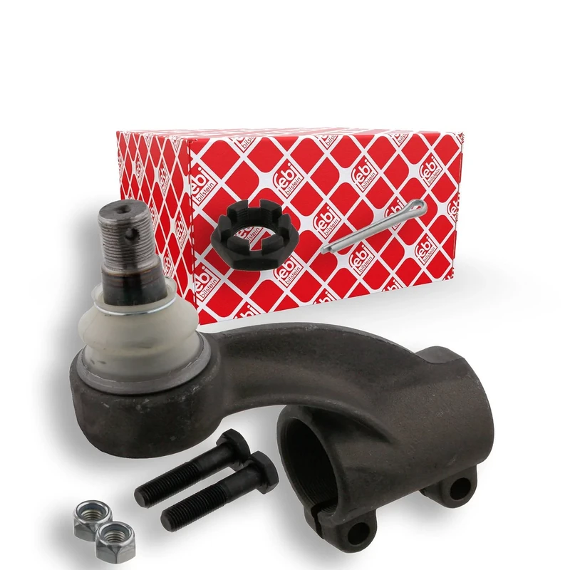 febi bilstein 09874 Tie Rod End with castle nut, cotter pin, locking nuts and screws, pack of one
