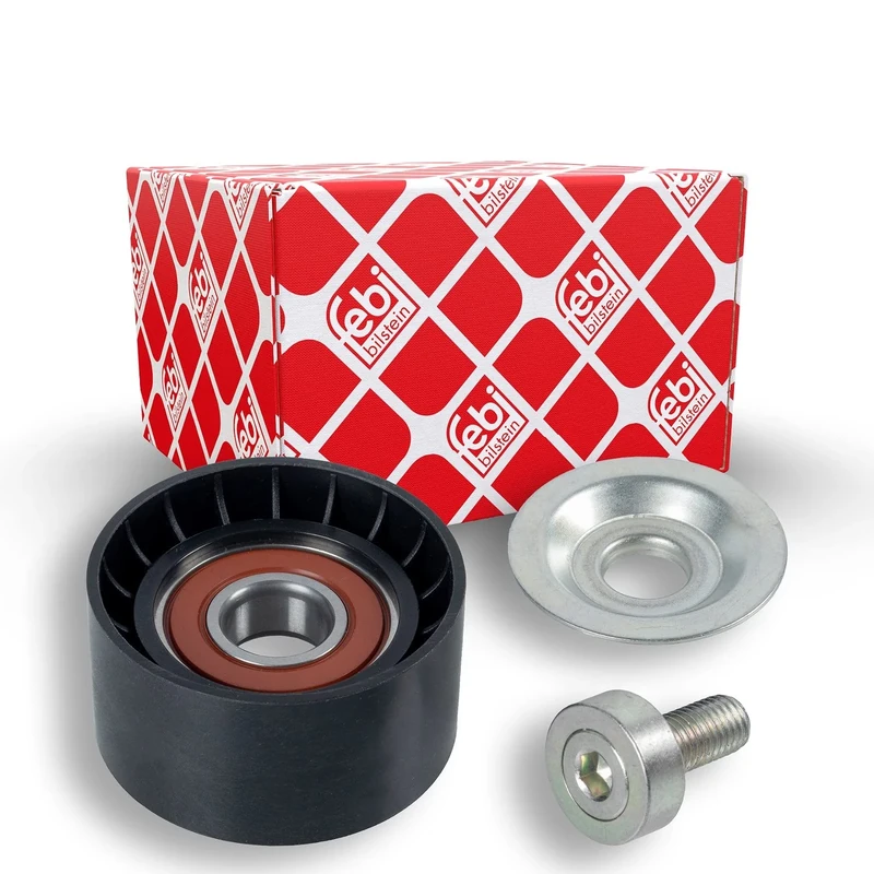 febi bilstein 23327 Idler Pulley for auxiliary belt, with screw, pack of one