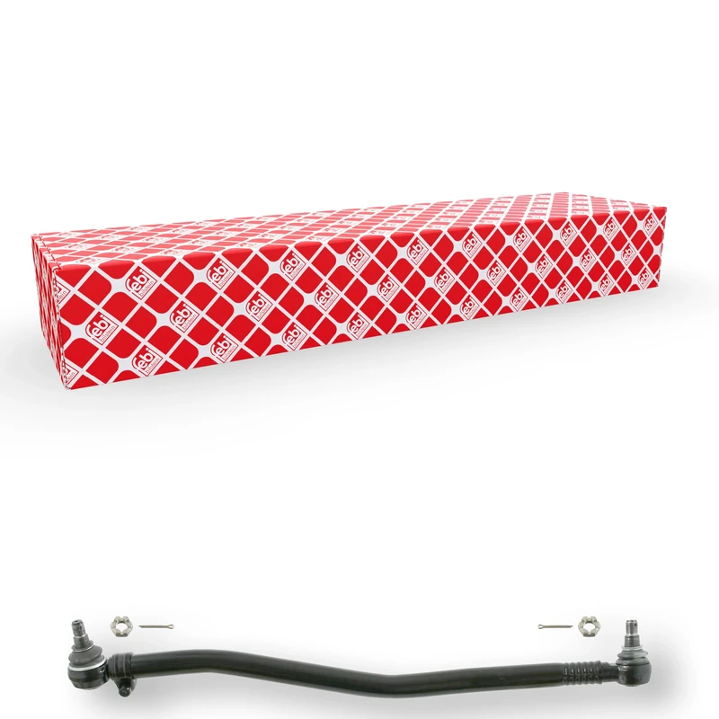 febi bilstein 02744 Drag Link with castle nuts and cotter pins, from steering gear to 1st front axle, pack of one