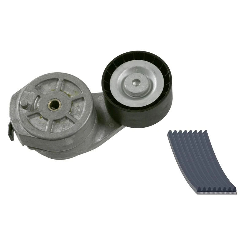 febi bilstein 31624 Auxiliary Belt Kit with belt tensioner, idler pulley and tensioner pulley, pack of one