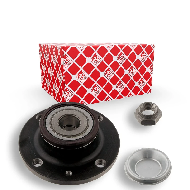 febi bilstein 31185 Wheel Bearing Kit with wheel hub, axle nut and dust cap, pack of one