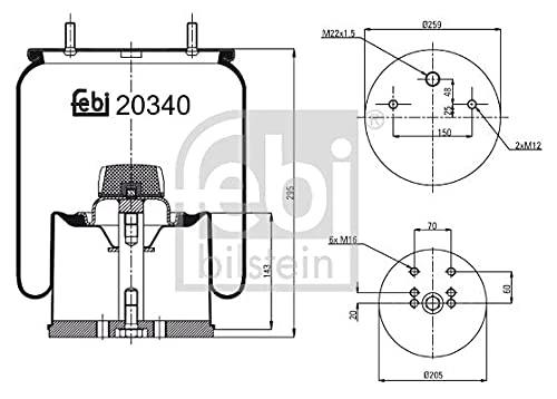 febi bilstein 20340 Air Spring with steel piston, pack of one