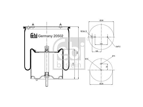 febi bilstein 20502 Air Spring with steel piston, pack of one
