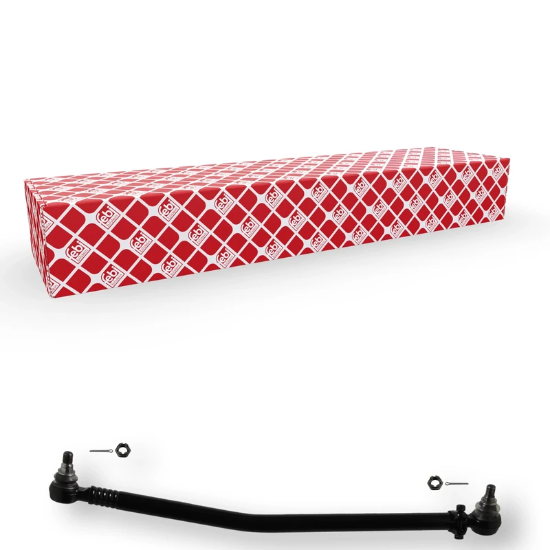 febi bilstein 02090 Drag Link with castle nuts and cotter pins, from steering gear to 1st front axle, pack of one