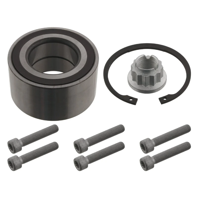 febi bilstein 34789 Wheel Bearing Kit with axle nut, fastening screws and circlip, pack of one