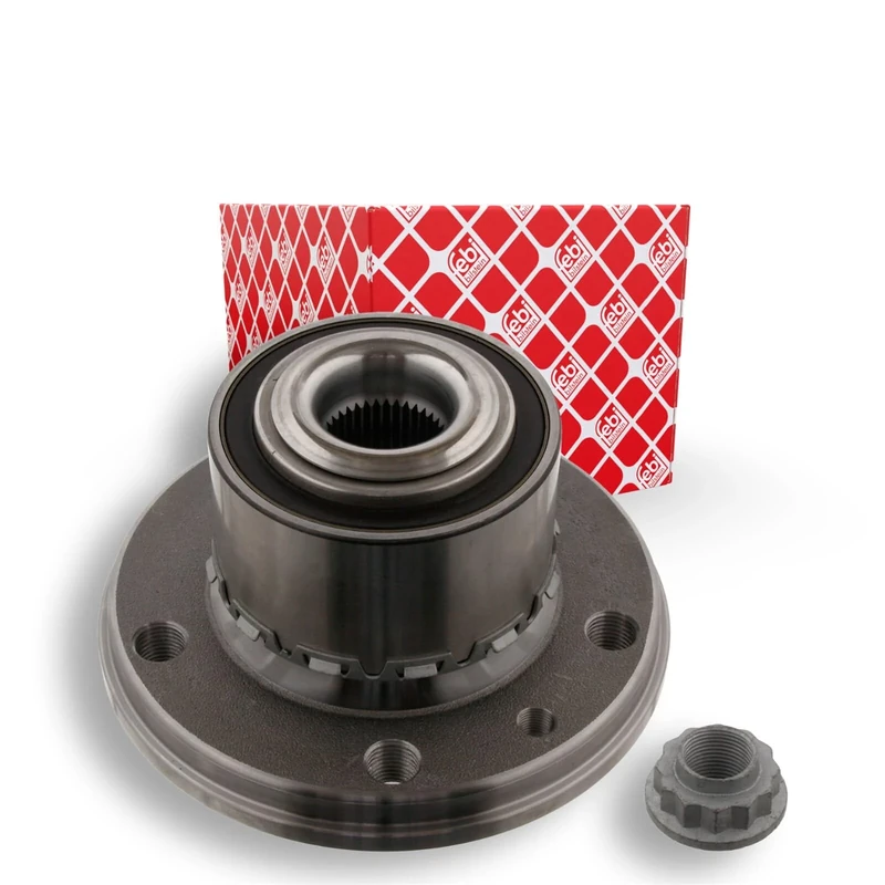 febi bilstein 34800 Wheel Bearing Kit with wheel hub and axle nut, pack of one