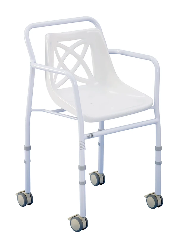 Homecraft Mobile Shower Chair, Height Adjustable (Eligible for VAT Relief in the UK) Wheeled With Push Handle, Sit Safely While Bathing, Reduce Risks of Slips and Falls