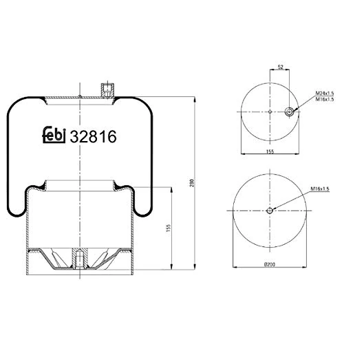 febi bilstein 32816 Air Spring with steel piston, pack of one
