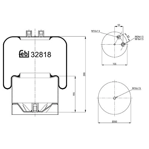 febi bilstein 32818 Air Spring with steel piston, pack of one