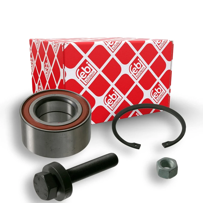 febi bilstein 19920 Wheel Bearing Kit with drive shaft screw, nut and circlip, pack of one