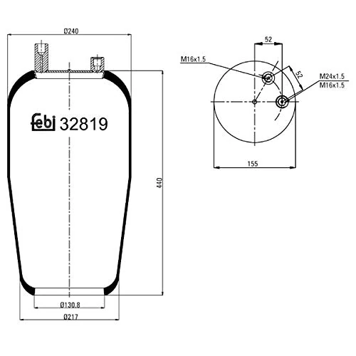 febi bilstein 32819 Air Spring without piston, pack of one