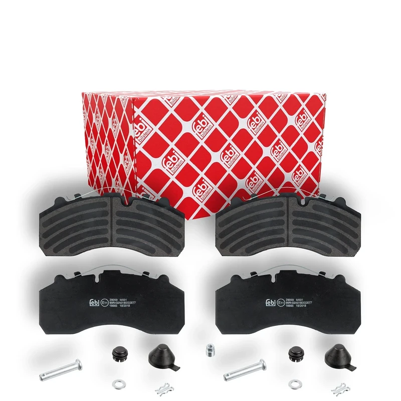 febi bilstein 16665 Brake Pad Set with additional parts, pack of four