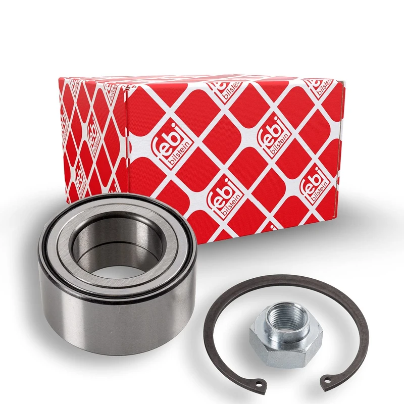 febi bilstein 31432 Wheel Bearing Kit with ABS sensor ring, axle nut and locking ring, pack of one